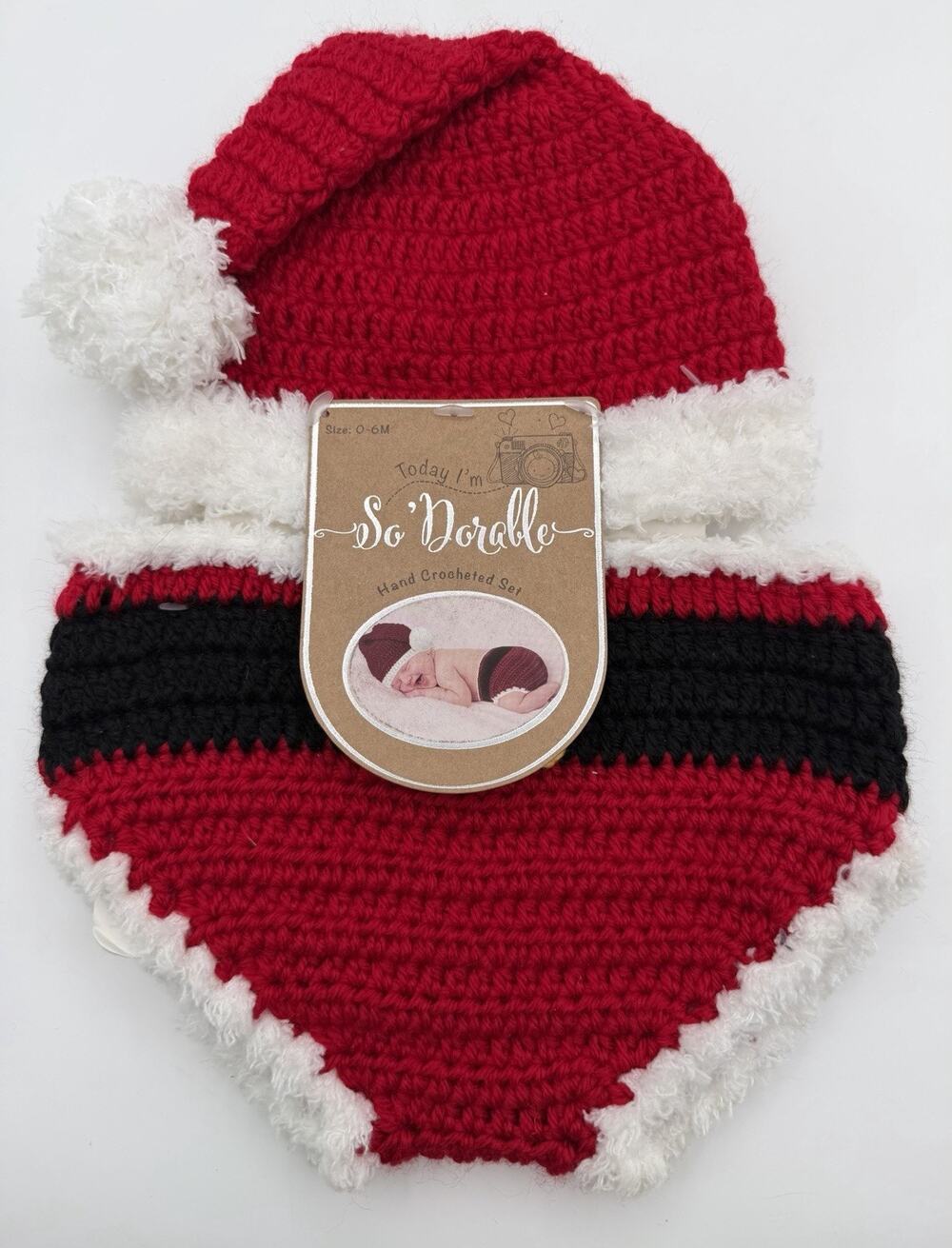 So ‘Dorable Infant Hand Crocheted Santa Set Christmas Photo Op O-6 m New